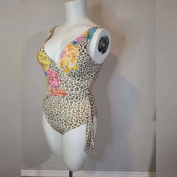 Johnny Was Orange and Pink One Piece Swimsuit - Picture 2 of 5